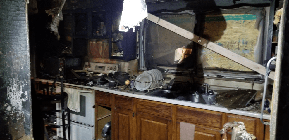 Fire Damaged kitchen